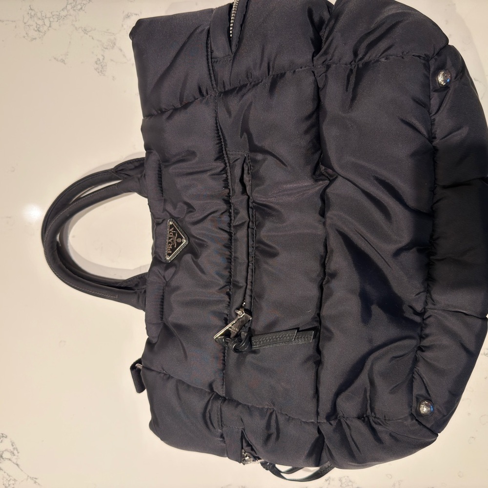 Prada Tessuto Bomber Bomber Tote Bag 2-Way Shoulder Nylon Leather Black - Picture 3 of 6